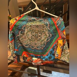 Colorful Patterned Blouse tie top